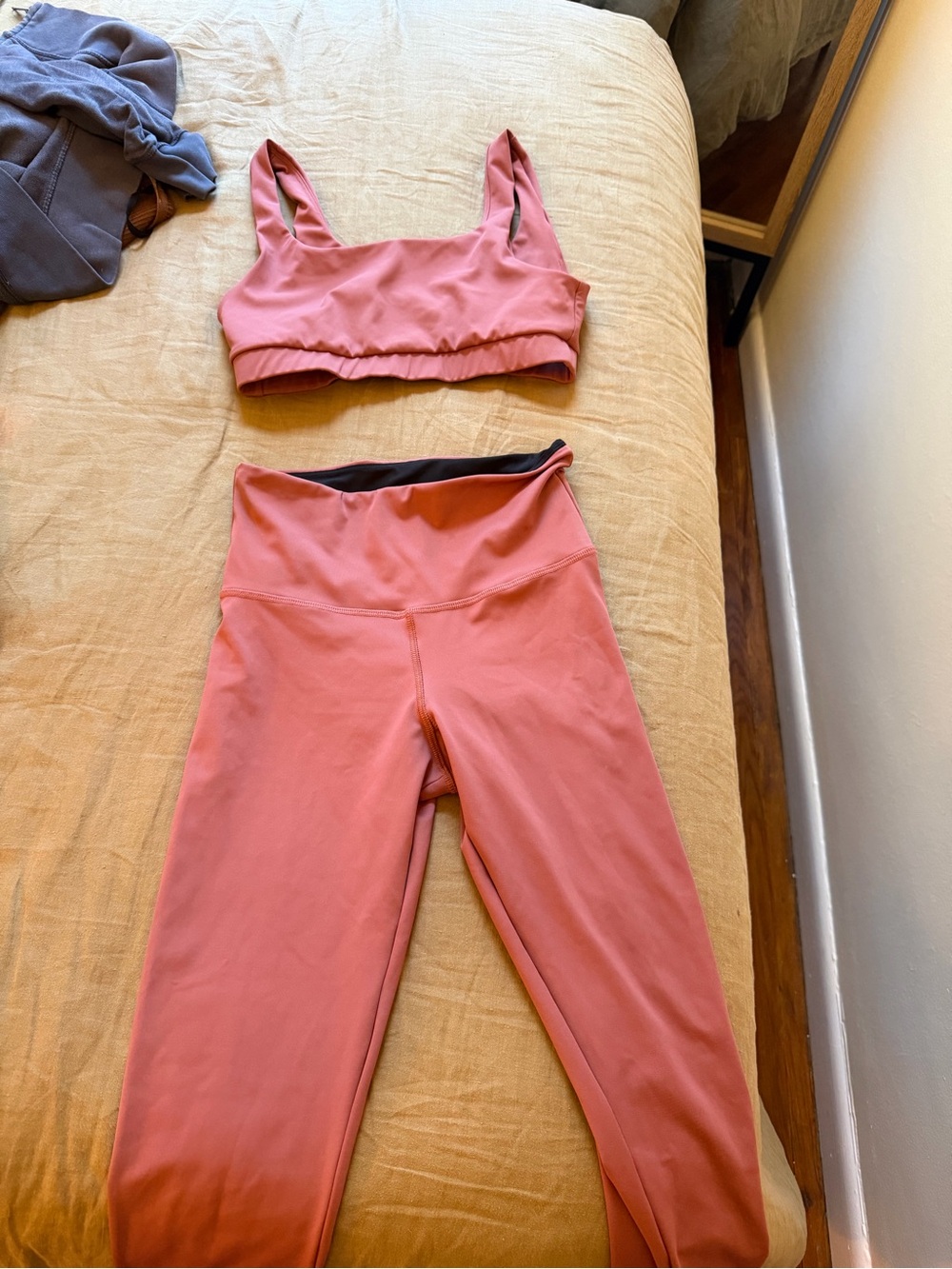 High-Rise Rose Red Leggings with Matching Sports Bra Set